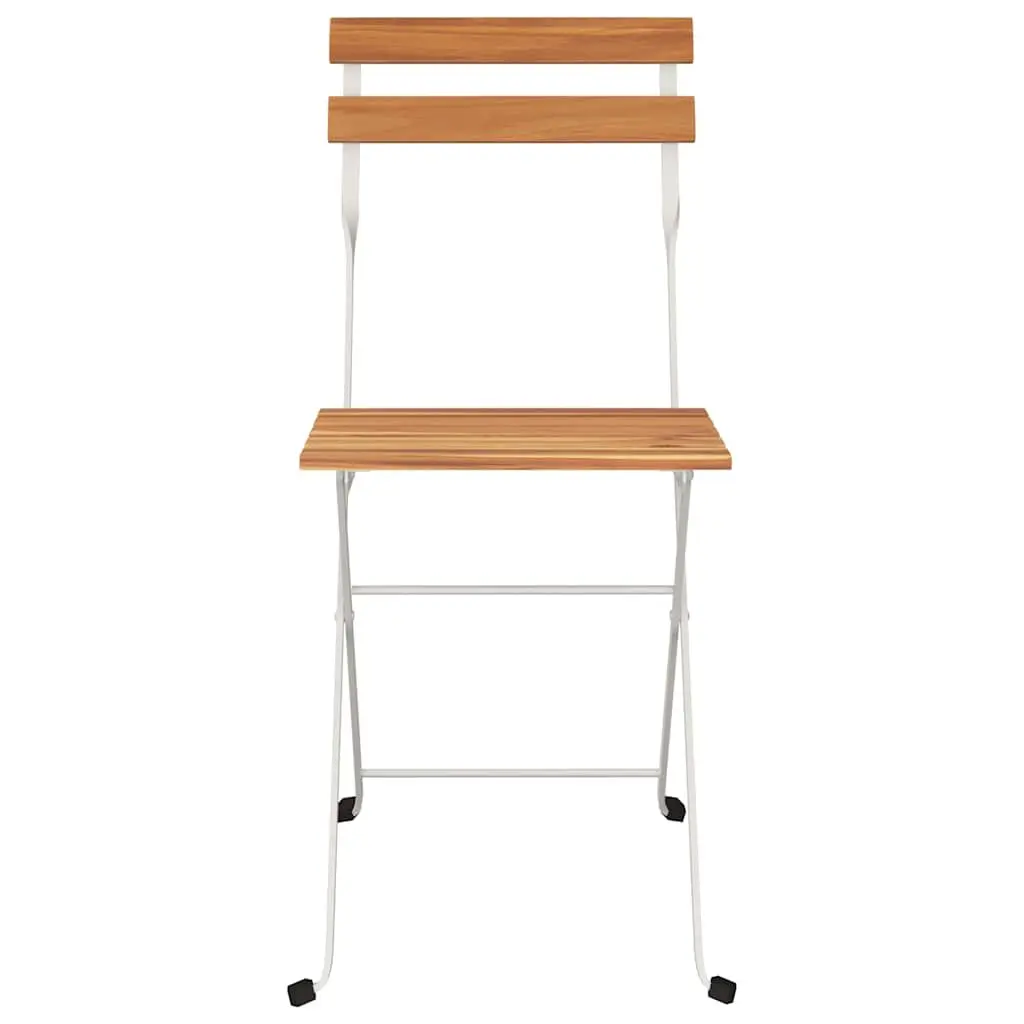 Folding Bistro Chairs 4 pcs Outdoor Garden Seating Acacia Wood Steel Frame
