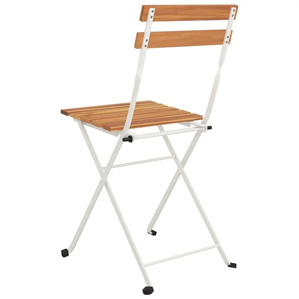 Folding Bistro Chairs 4 pcs Outdoor Garden Seating Acacia Wood Steel Frame