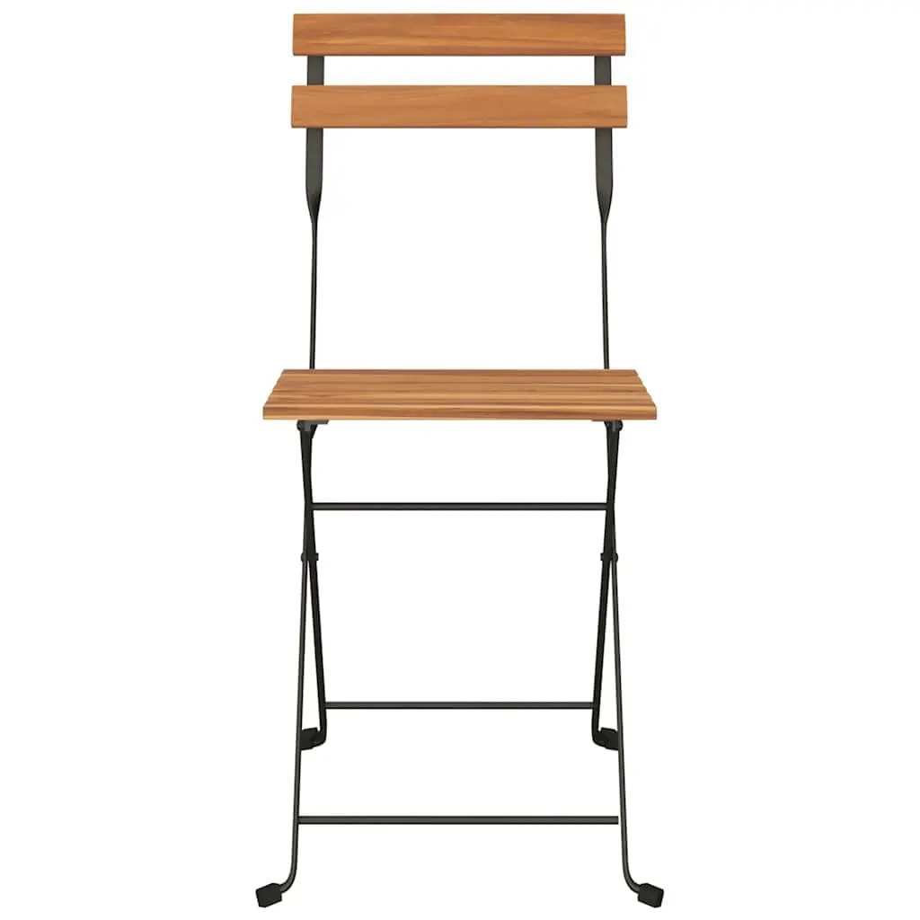 Folding Bistro Chairs Outdoor Seating Teak Wood Steel Brown