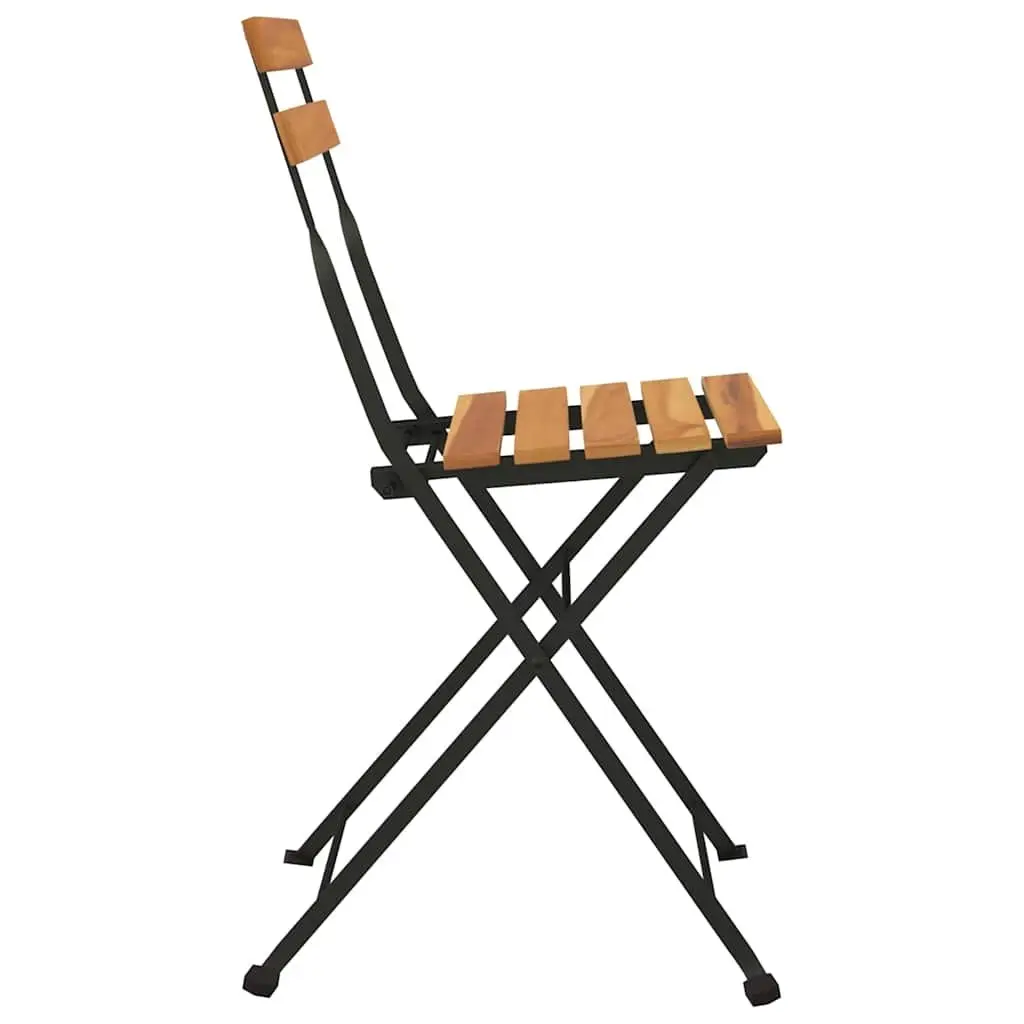 Folding Bistro Chairs Outdoor Seating Teak Wood Steel Brown