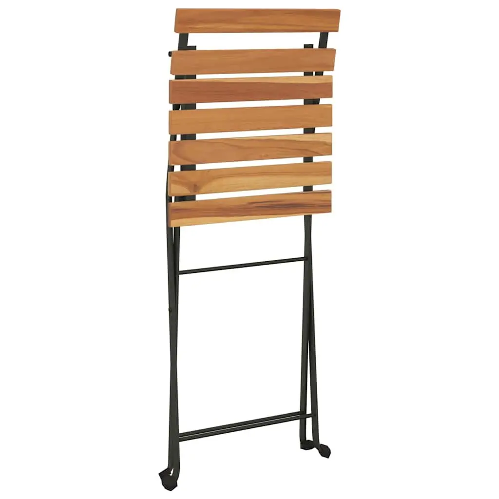 Folding Bistro Chairs Outdoor Seating Teak Wood Steel Brown