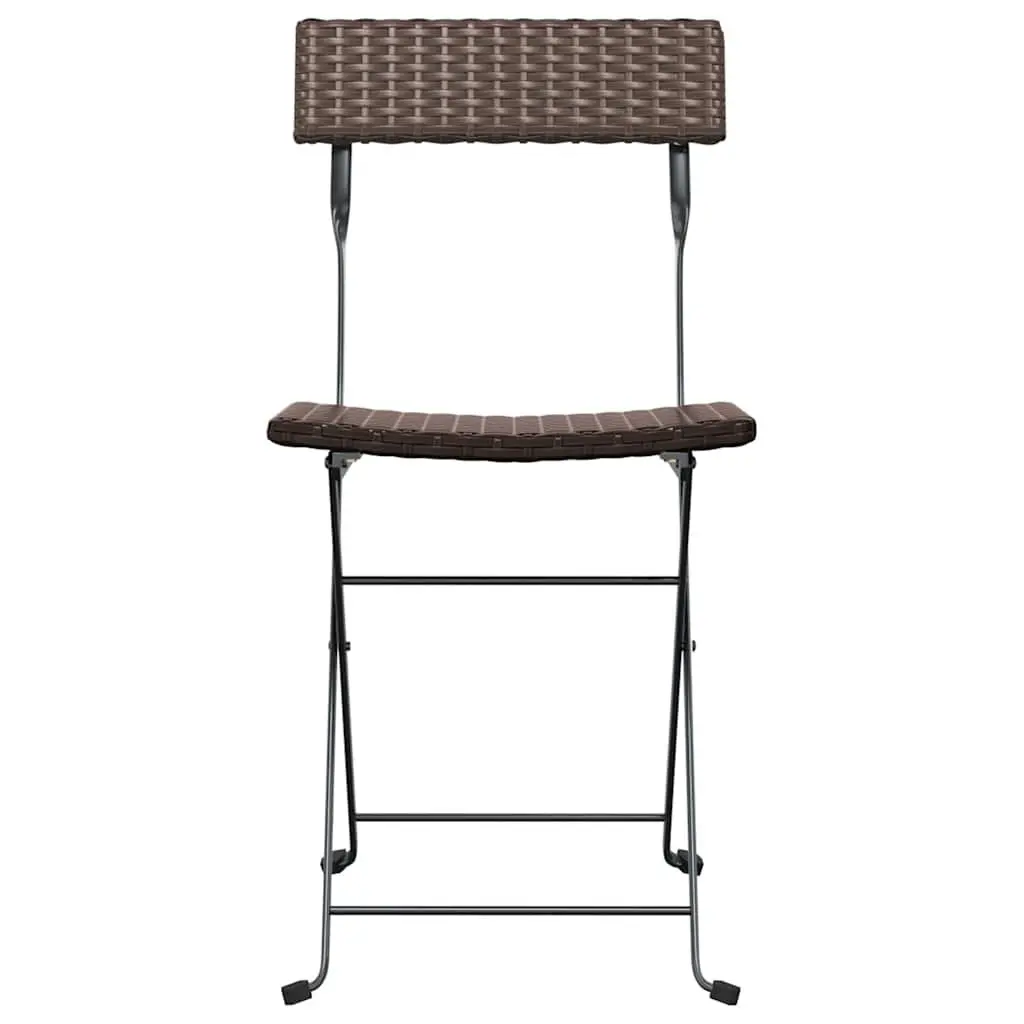 Folding Bistro Chairs Outdoor Garden Seating 2 Piece Brown PE Rattan Steel Frame