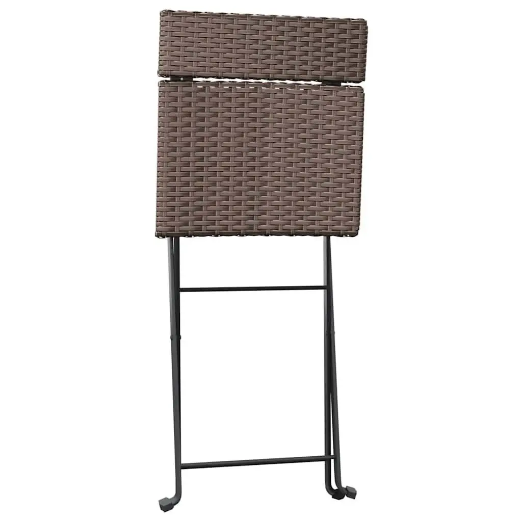 Folding Bistro Chairs Outdoor Garden Seating 2 Piece Brown PE Rattan Steel Frame