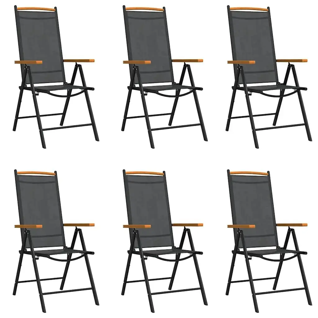 7 Piece Garden Dining Set Outdoor Furniture Black Foldable Table Chairs
