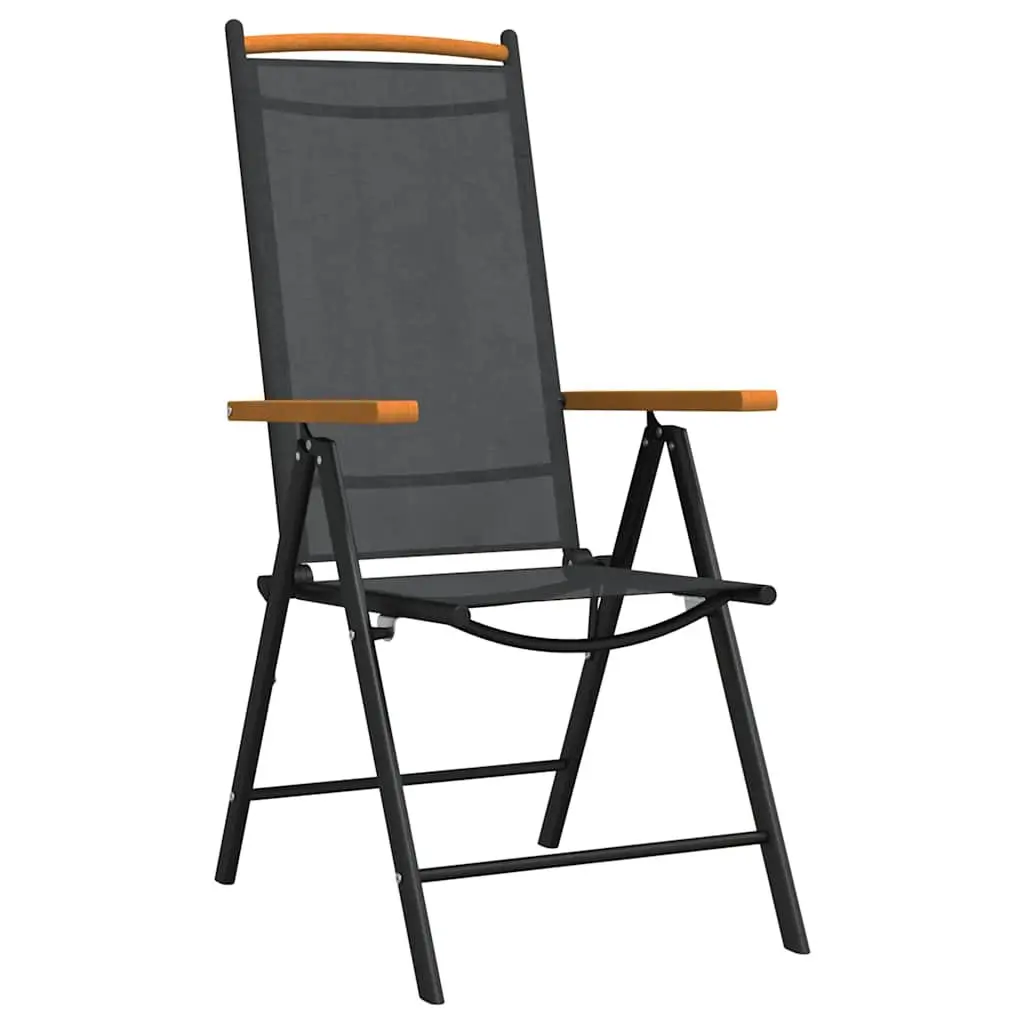 7 Piece Garden Dining Set Outdoor Furniture Black Foldable Table Chairs