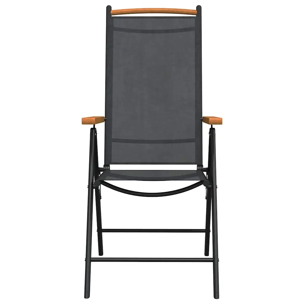 7 Piece Garden Dining Set Outdoor Furniture Black Foldable Table Chairs