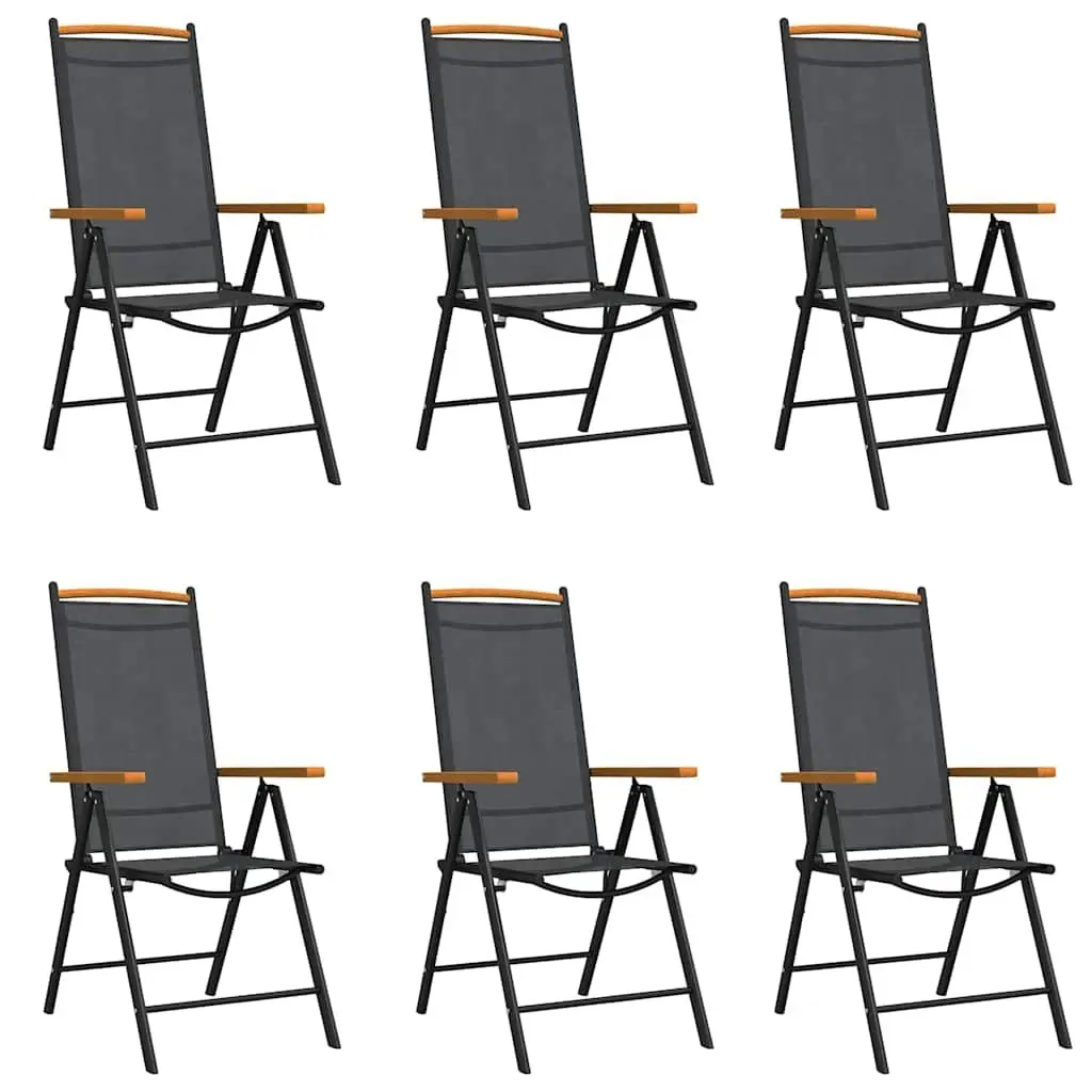 7 Piece Garden Dining Set Outdoor Furniture Patio Table Black Textilene Chairs