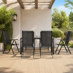 7 Piece Garden Dining Set Black Outdoor Furniture Patio Table Chairs