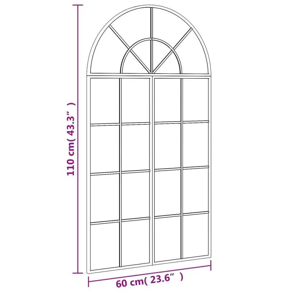 Iron Frame Arch Wall Mirror 60x110cm Black Minimalist Home Decor
