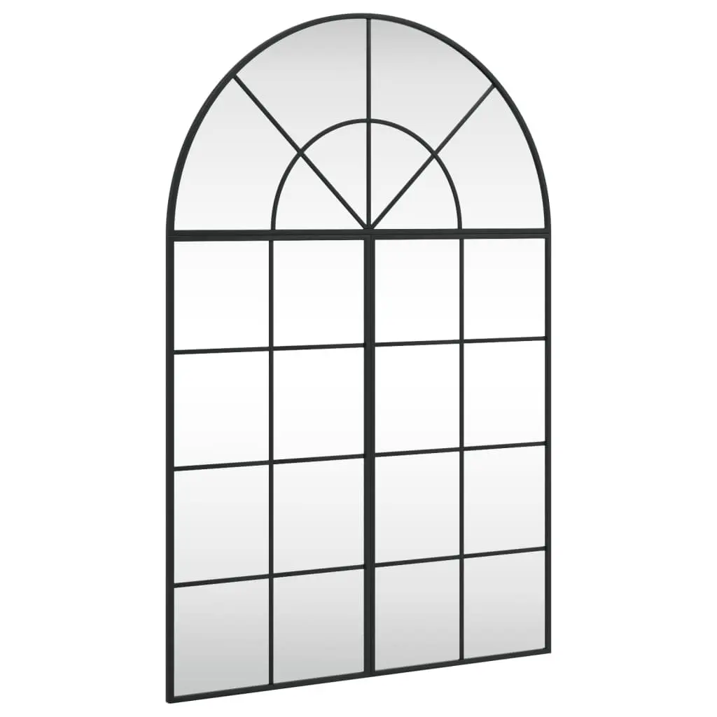 Black Arch Mirror 80x120 cm Glass Wall-Mounted Decor Powder-Coated Iron Frame