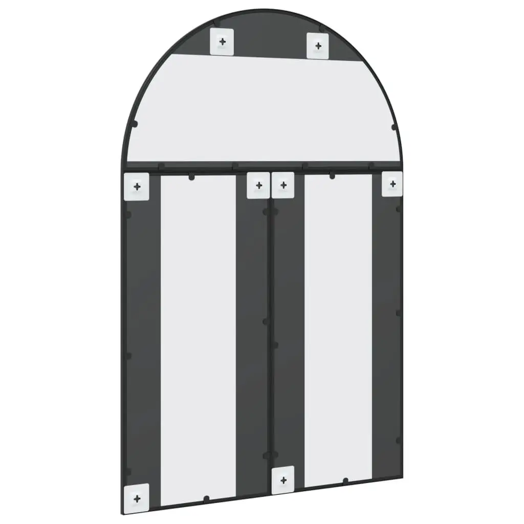 Black Arch Mirror 80x120 cm Glass Wall-Mounted Decor Powder-Coated Iron Frame