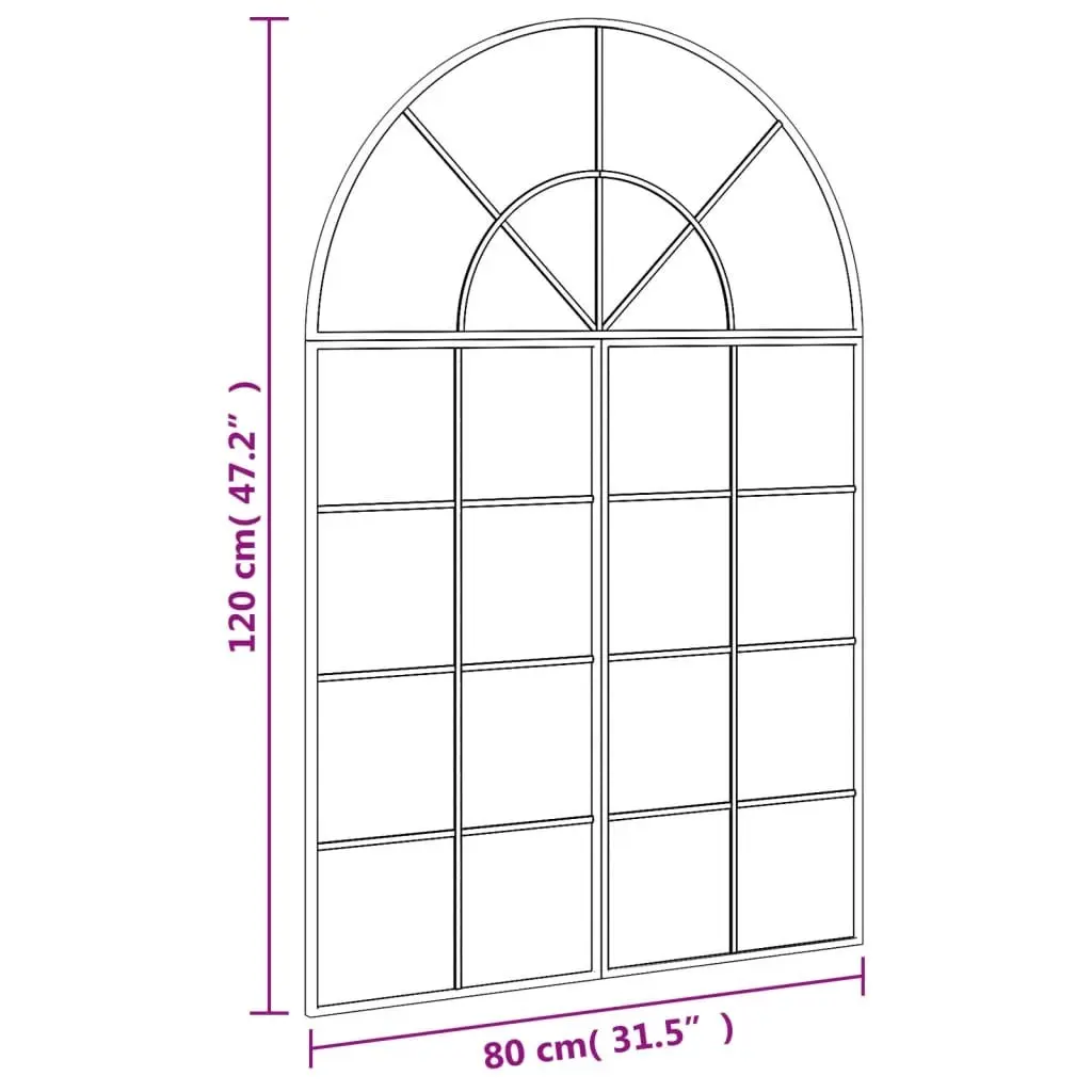 Black Arch Mirror 80x120 cm Glass Wall-Mounted Decor Powder-Coated Iron Frame