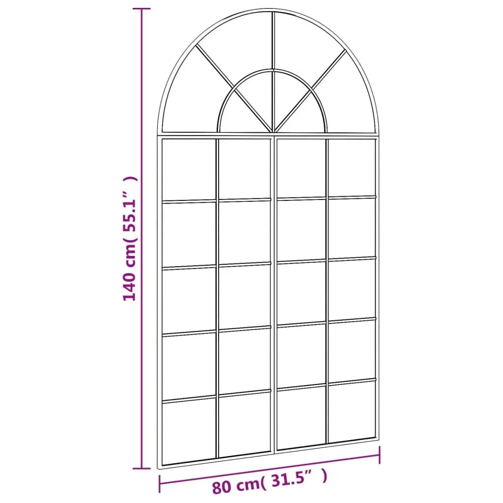 Wall Mirror Arch Black 80x140 cm Iron Frame Glass Decor