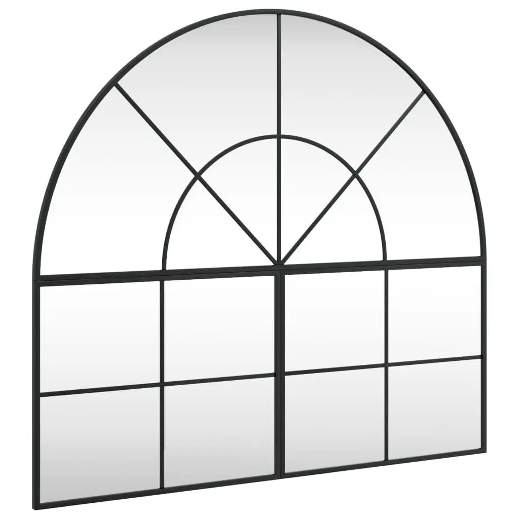 Wall Mirror Black Arch Iron Frame 100x90 cm Bedroom Hallway Bathroom Decor
