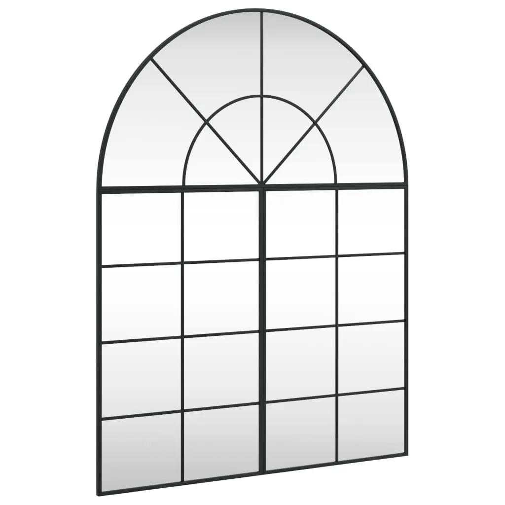 Wall Mirror Black Arch Iron Frame 100x130 cm Minimalistic Home Decor Hanging