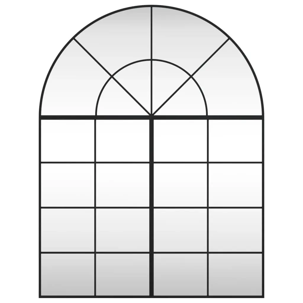 Wall Mirror Black Arch Iron Frame 100x130 cm Minimalistic Home Decor Hanging