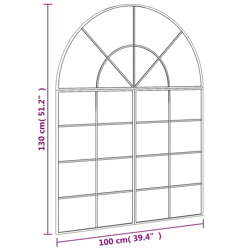 Wall Mirror Black Arch Iron Frame 100x130 cm Minimalistic Home Decor Hanging