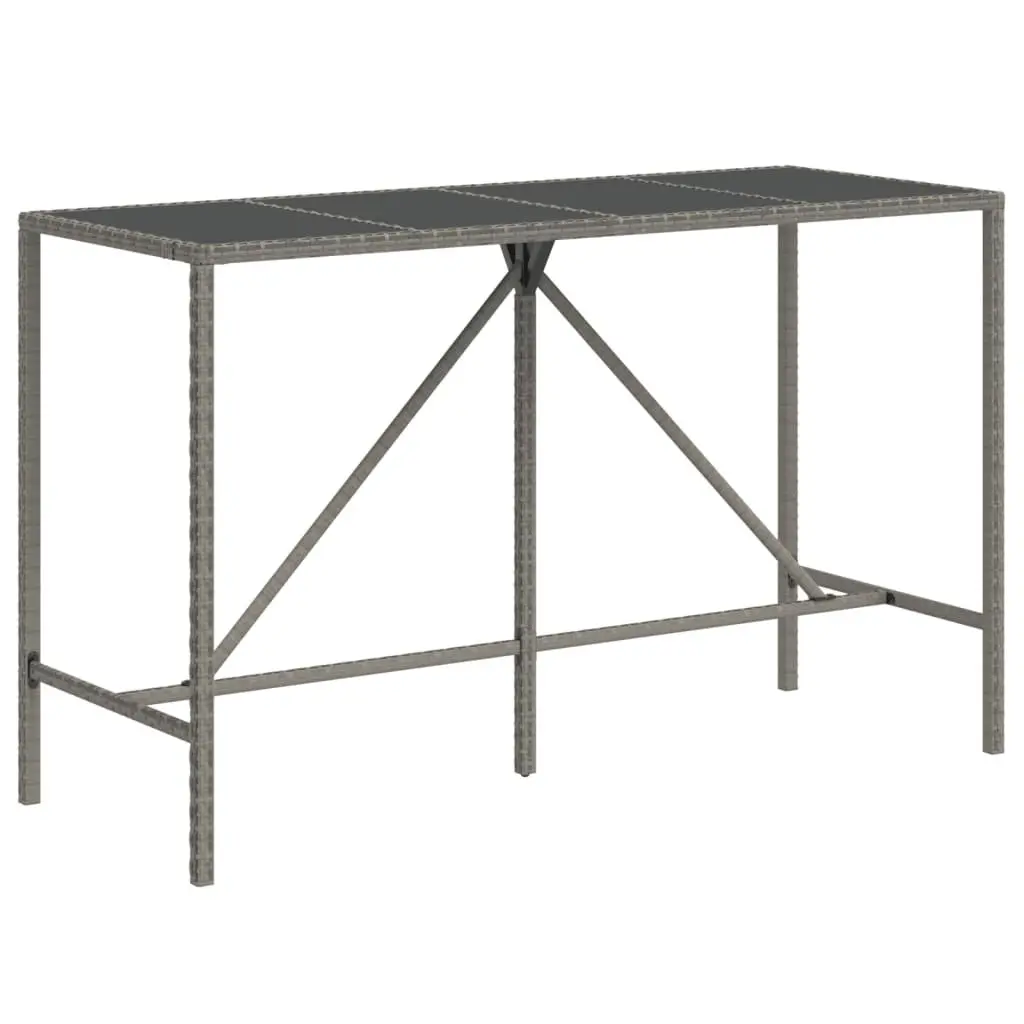 Garden Bar Set 7 Piece Outdoor Patio Furniture Cushioned Grey Rattan Stools