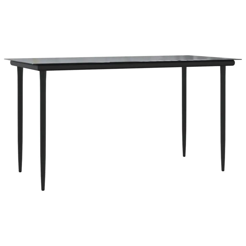 Outdoor Garden Dining Set 7 Piece Steel Textilene Chairs Table Black Patio