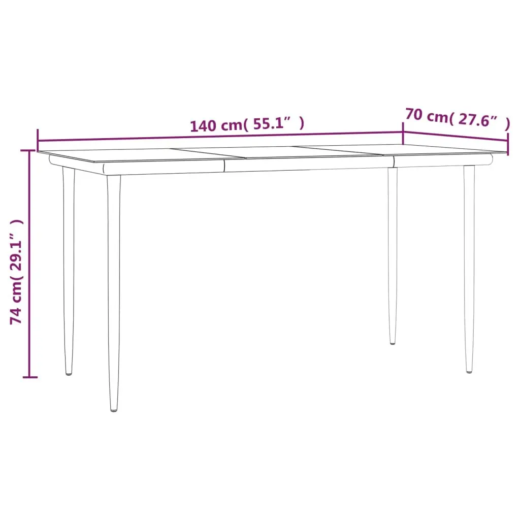 Outdoor Garden Dining Set 7 Piece Steel Textilene Chairs Table Black Patio