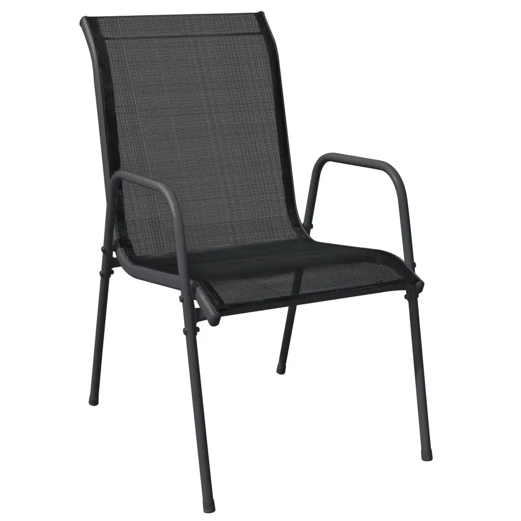 Garden Dining Set 5 Piece Outdoor Table Black Steel Textilene Chairs