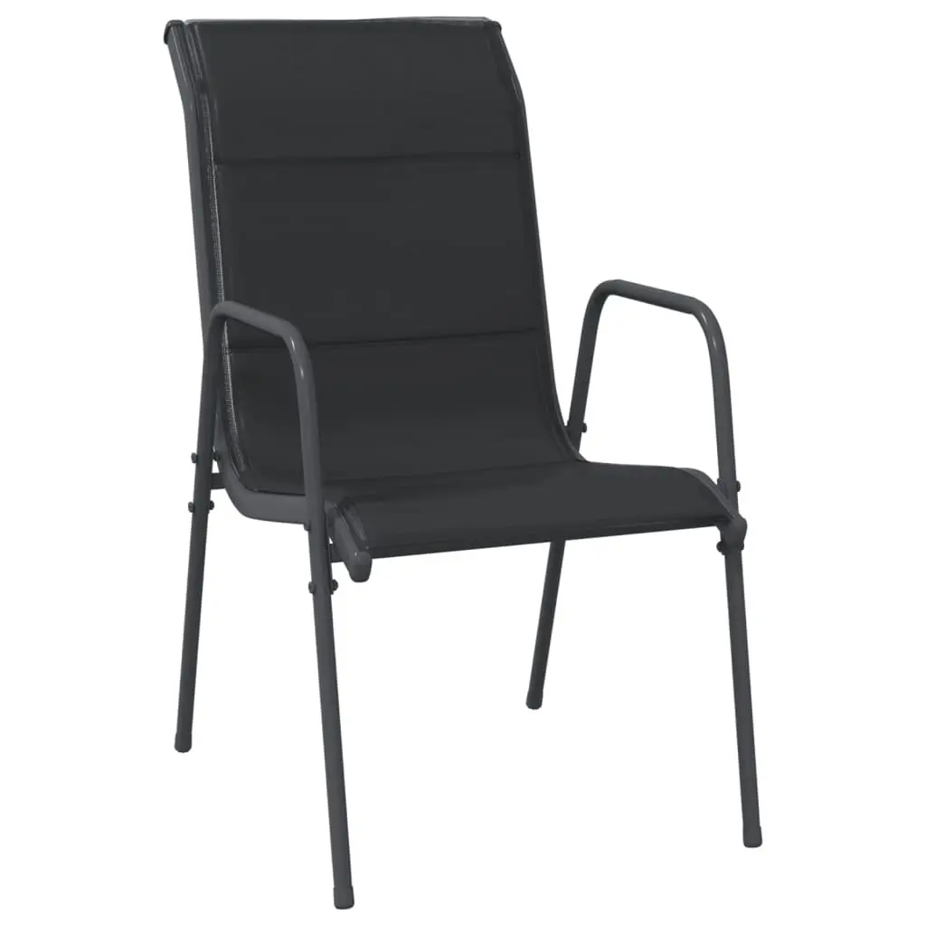 Outdoor Dining Set 5 Piece Garden Furniture Black Textilene Steel Chairs Table