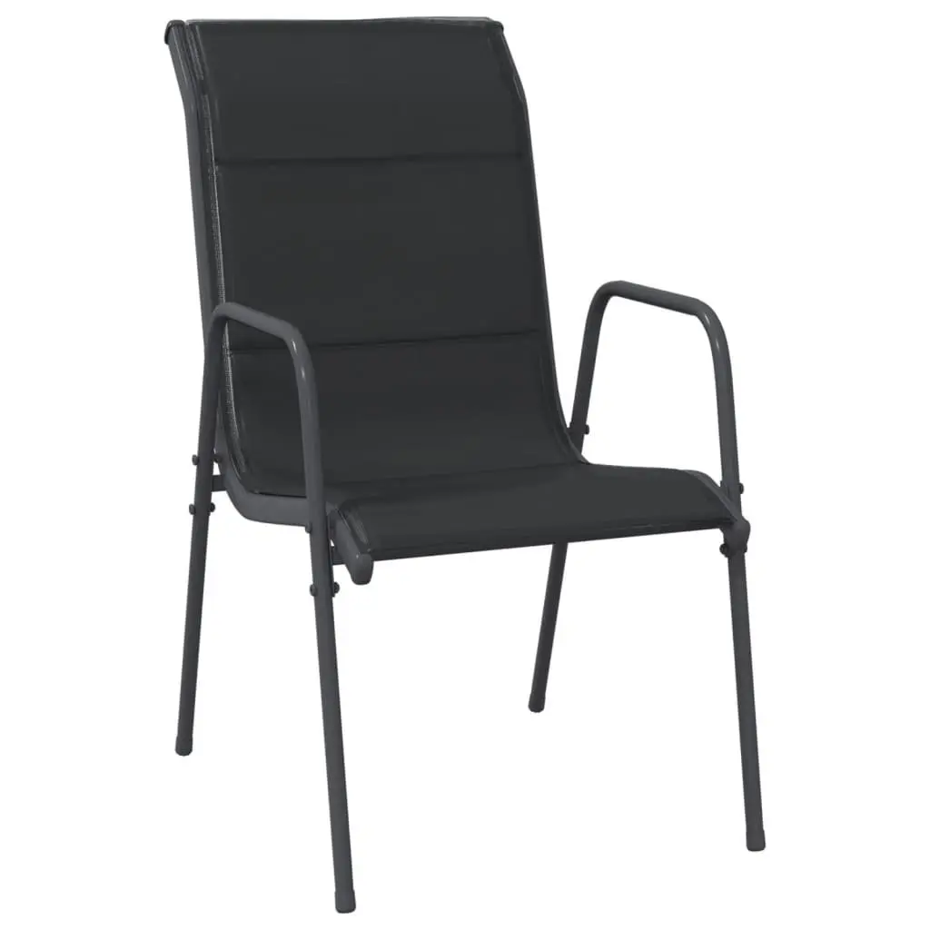 Garden Dining Set 5 Piece Outdoor Furniture Black Steel Textilene Chairs Table