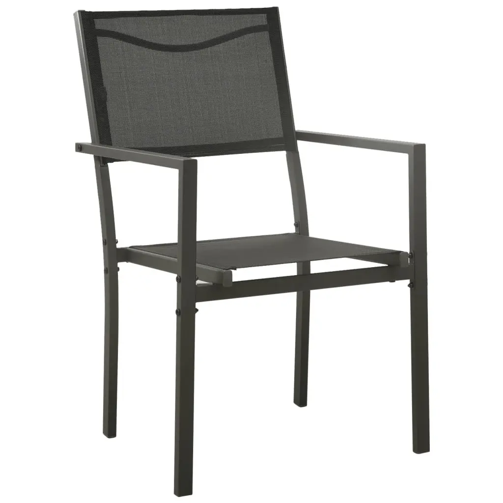 Outdoor Dining Furniture Set 5 Piece Black Steel Chairs Table Garden Patio