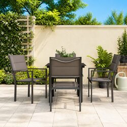 Comfortable 5-Piece Black Steel Garden Dining Set