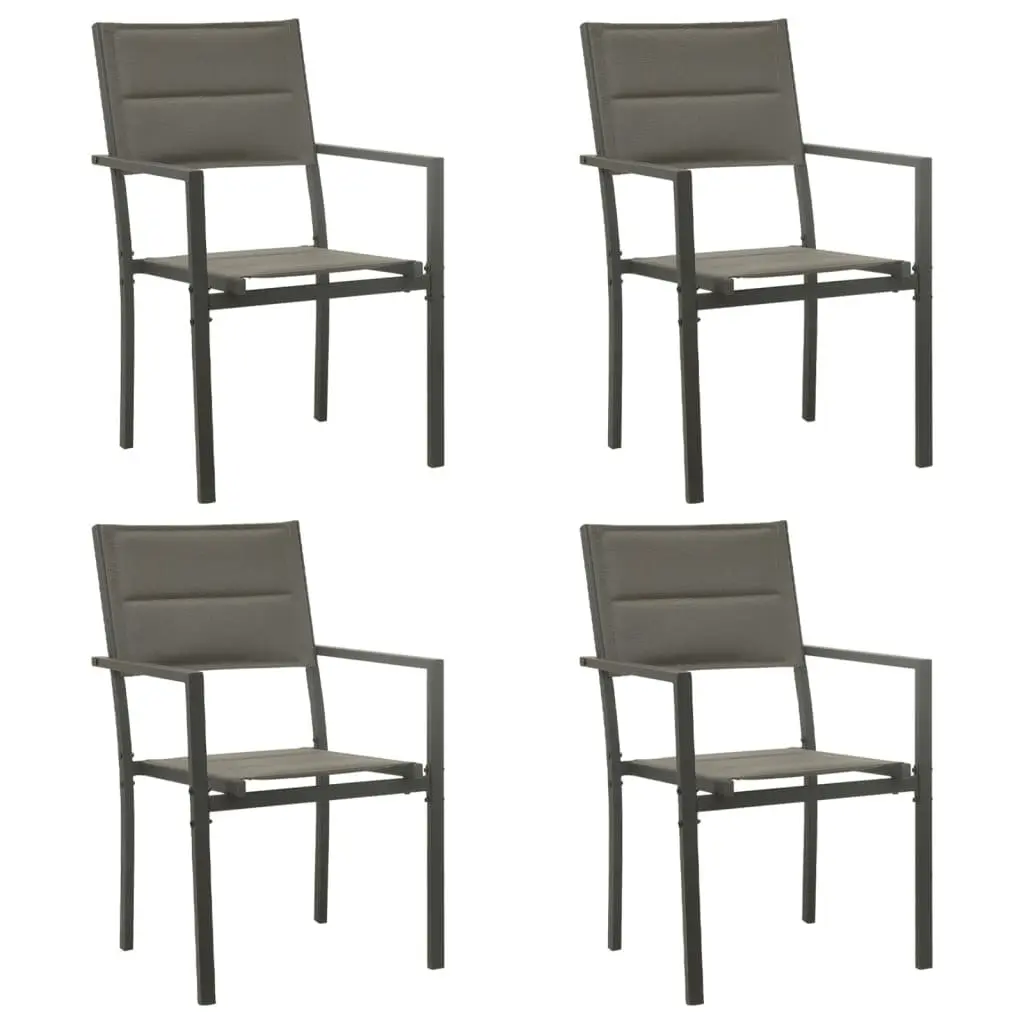 5 Piece Garden Dining Set Outdoor Patio Furniture Black Steel Textilene