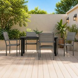 Comfortable 5-Piece Black Steel Garden Dining Set