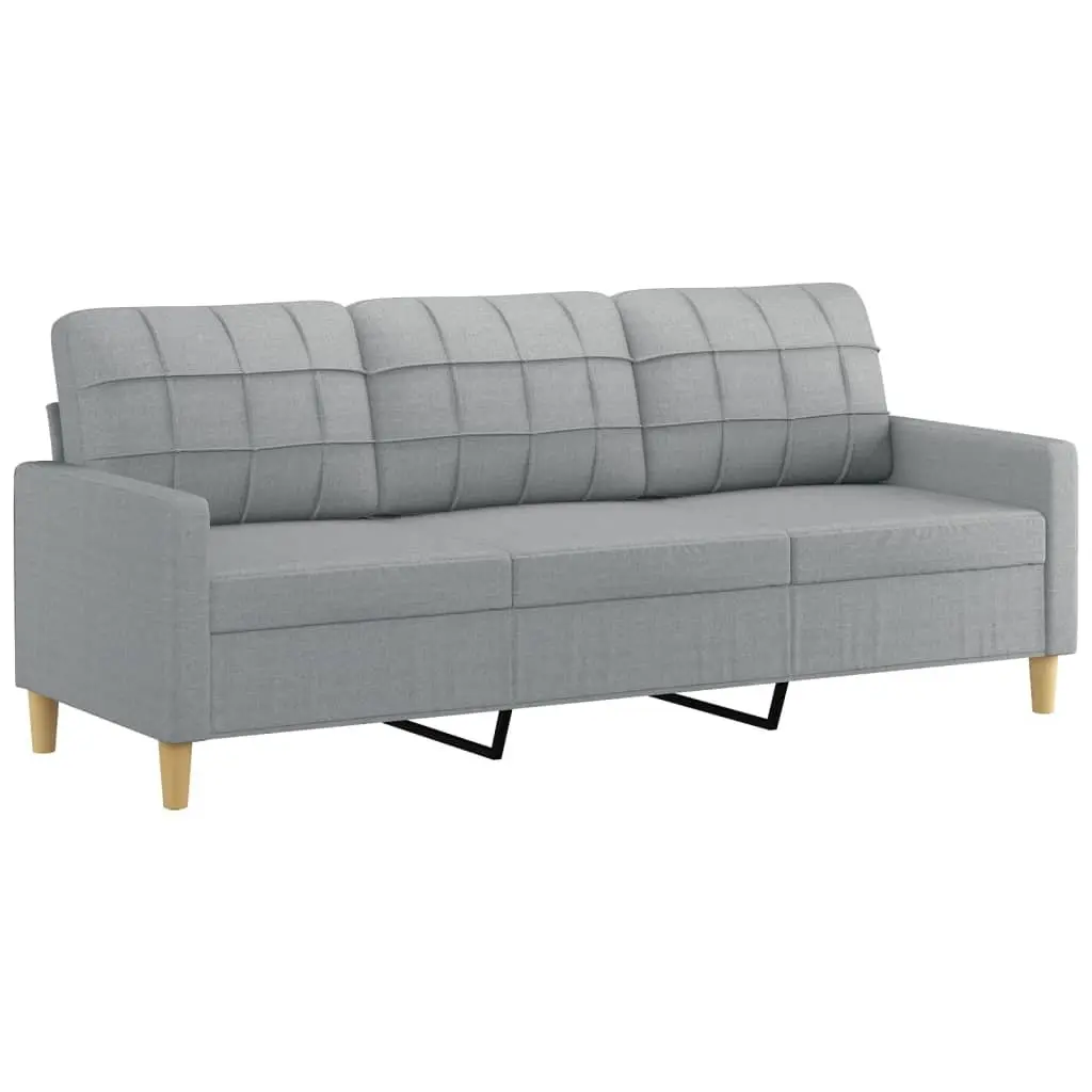 Light Grey 3-Seater Sofa with Throw Pillows