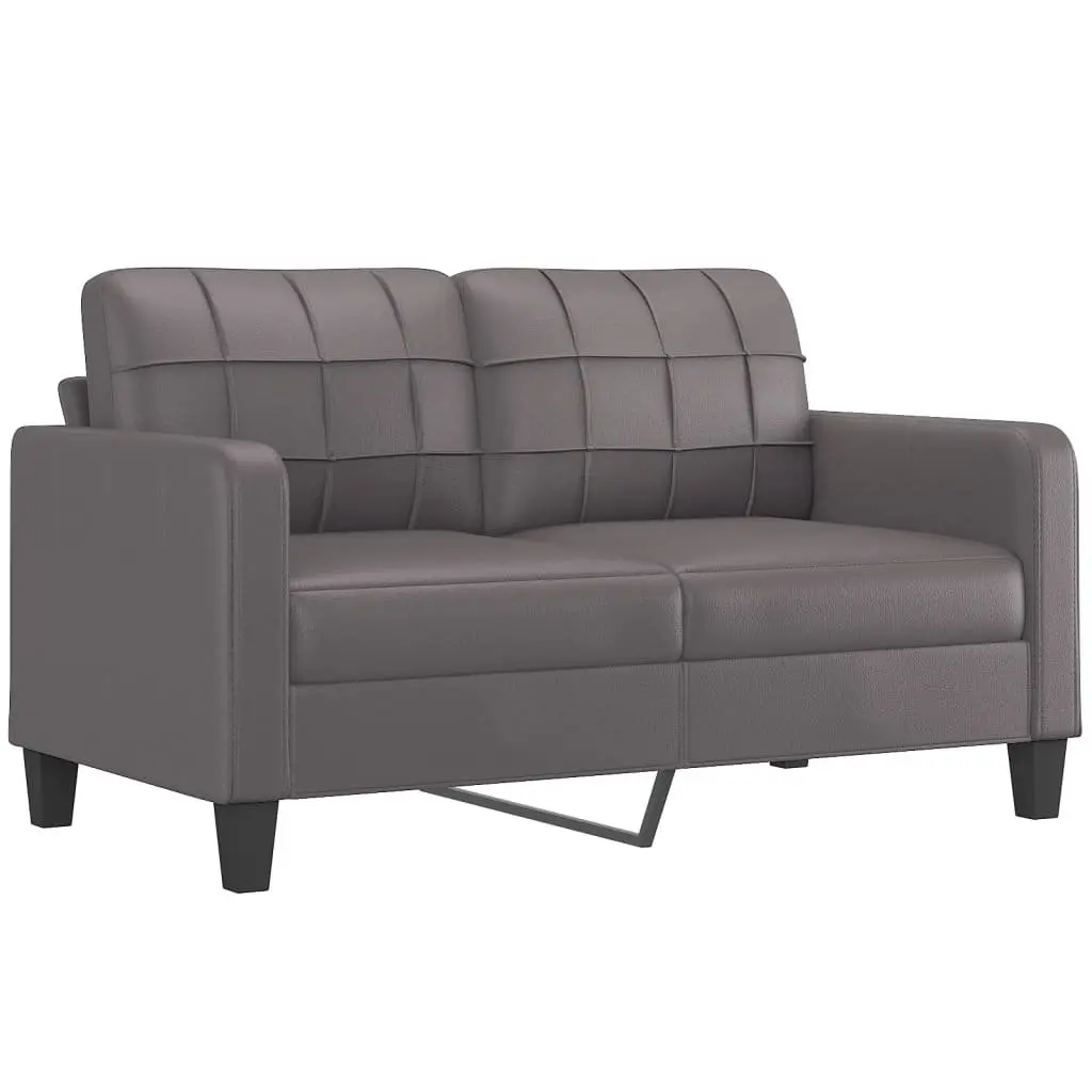 2-Seater Sofa Grey Faux Leather Lounge Couch 140cm