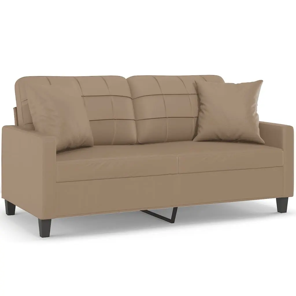 2-Seater Sofa Faux Leather Brown Modern Lounge Couch 140cm