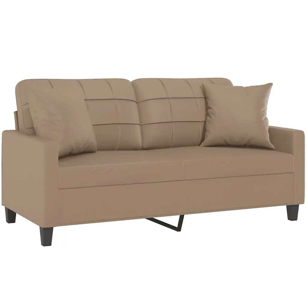 2-Seater Sofa Faux Leather Brown Modern Lounge Couch 140cm