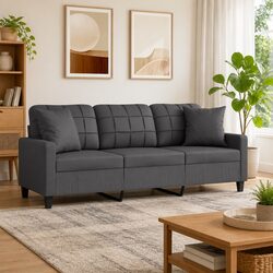Comfortable and Durable Grey Faux Leather 3-Seater Sofa
