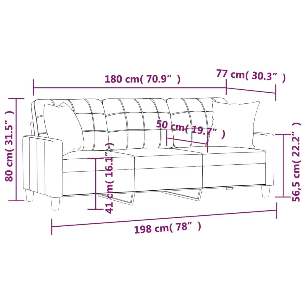 3-Seater Sofa with Pillows