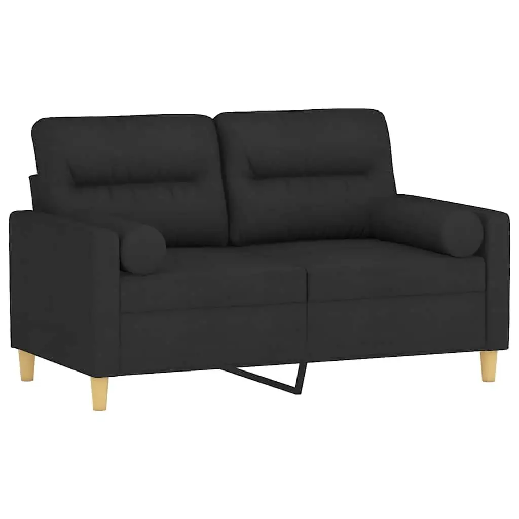 2-Seater Sofa Black Fabric Modern Lounge Couch 120cm