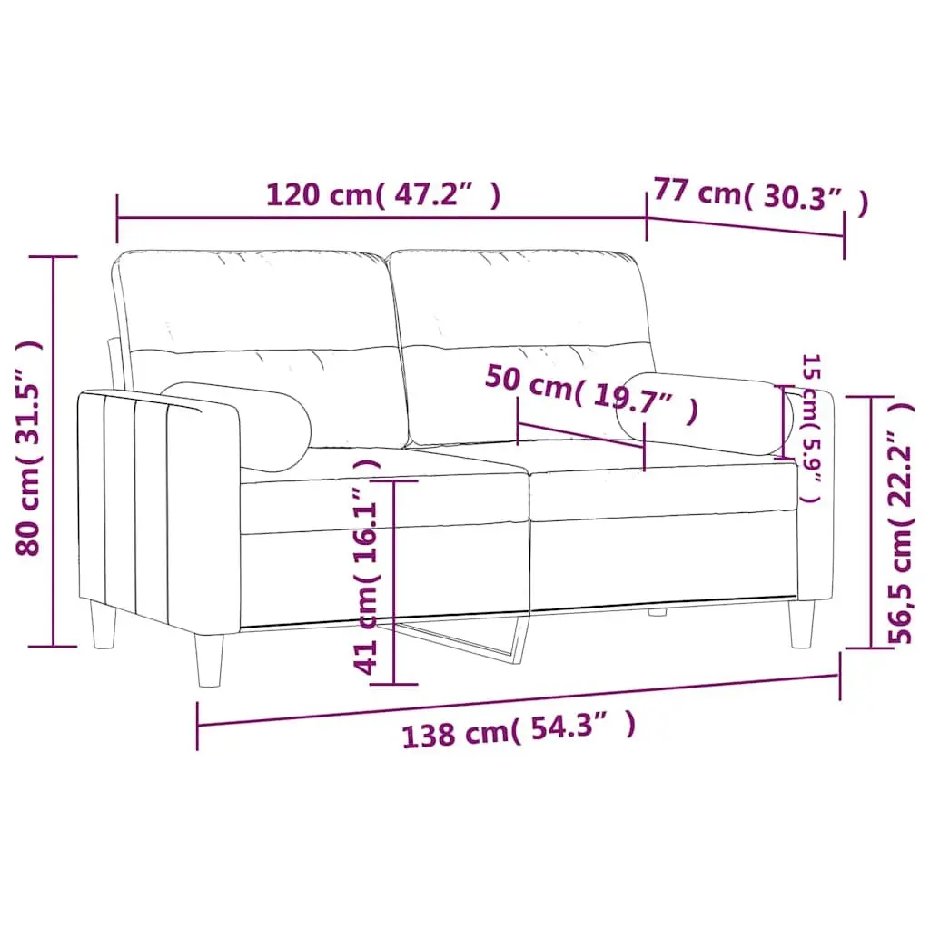 2-Seater Sofa Black Fabric Modern Lounge Couch 120cm
