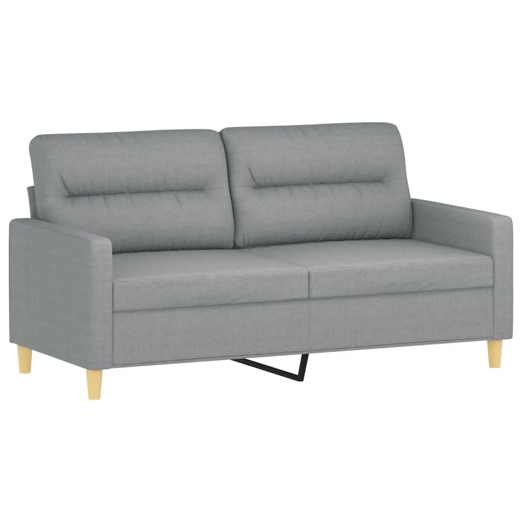 Grey Fabric 2-Seater Sofa with Pillows