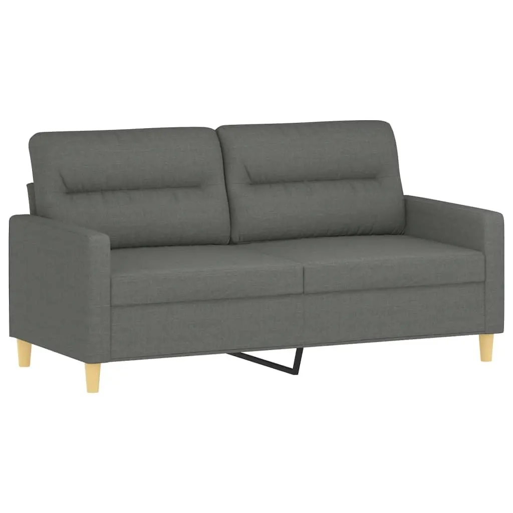 Grey 2-Seater Sofa with Throw Pillows 140cm