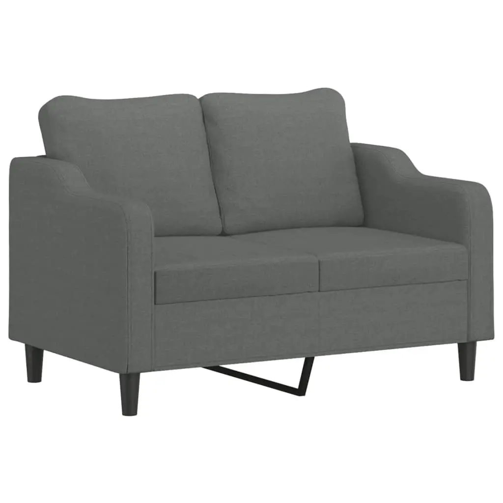 Grey Fabric 2-Seater Sofa with Pillows