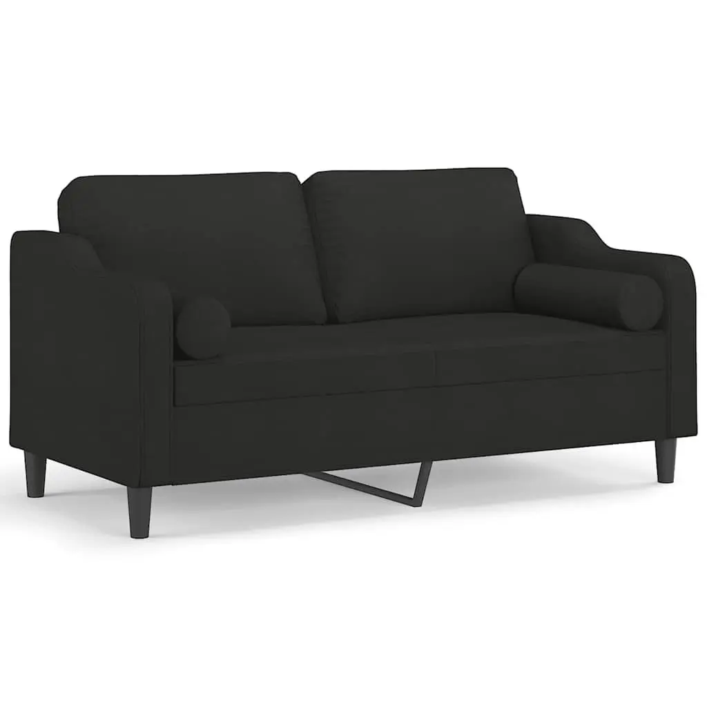 2-Seater Sofa Black 140cm Modern Lounge Furniture Fabric