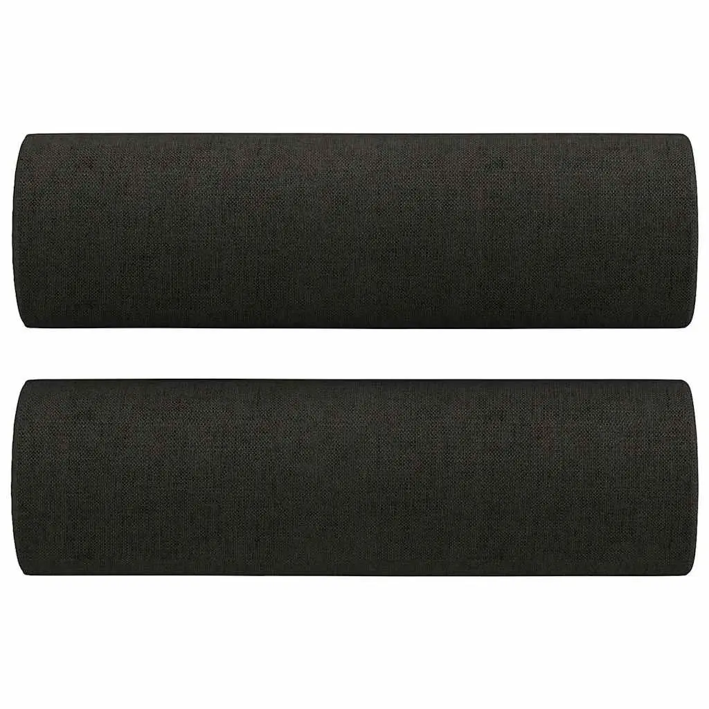 3-Seater Sofa Black Fabric Lounge Couch Modern Design with Throw Pillows 180cm