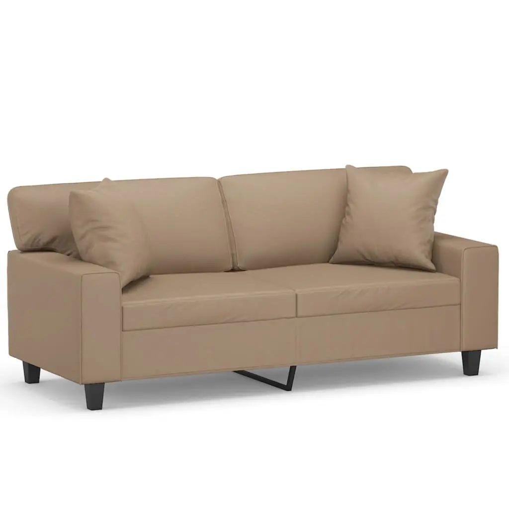 Brown Faux Leather Sofa for 2 Persons