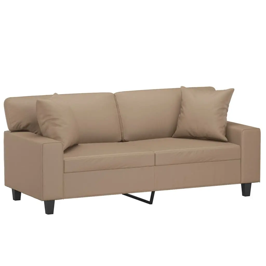 Brown Faux Leather Sofa for 2 Persons