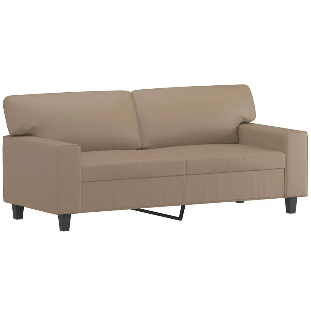 Brown Faux Leather Sofa for 2 Persons