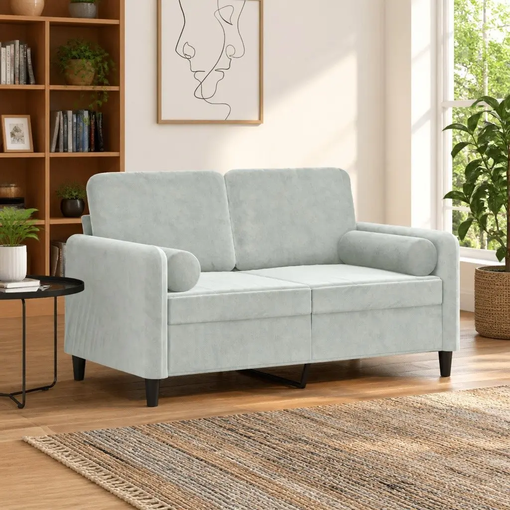 2-Seater Sofa Grey Velvet Modern Living Room Couch