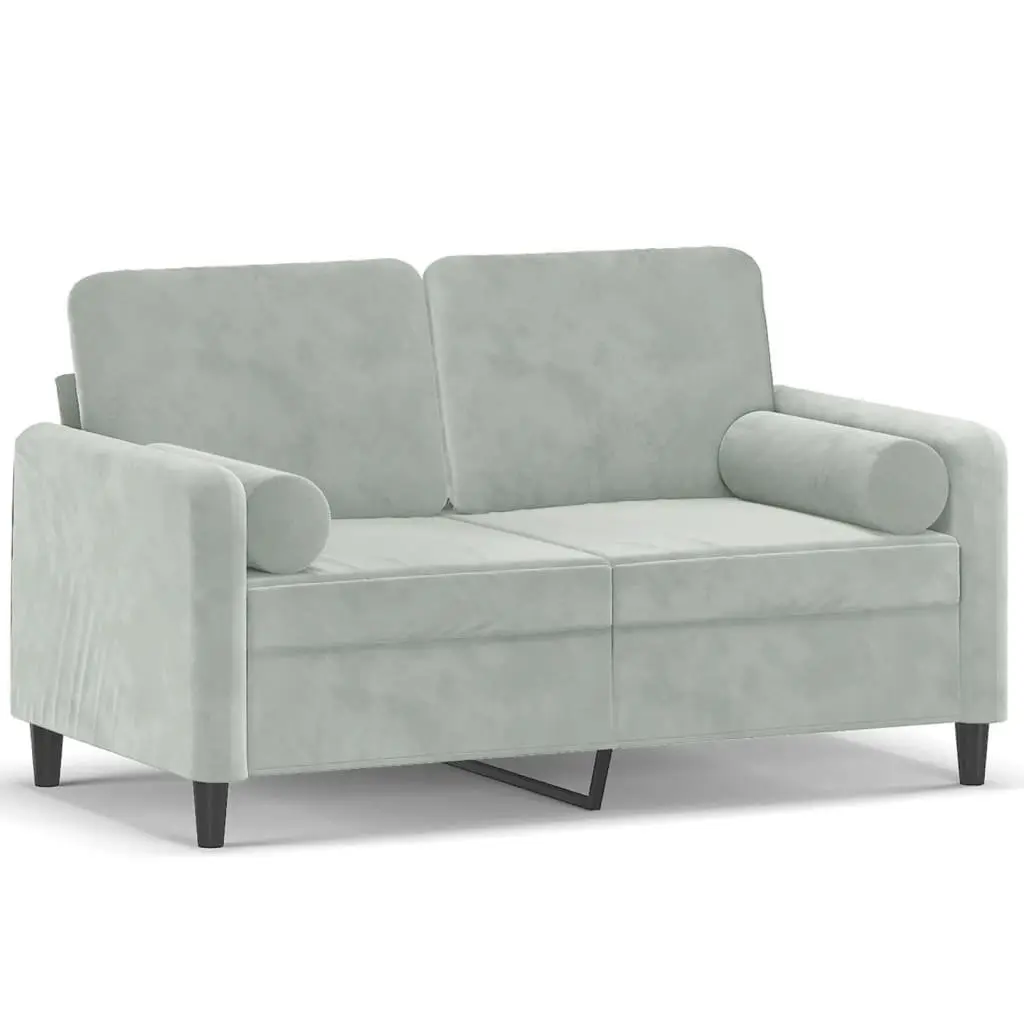 2-Seater Sofa Grey Velvet Modern Living Room Couch