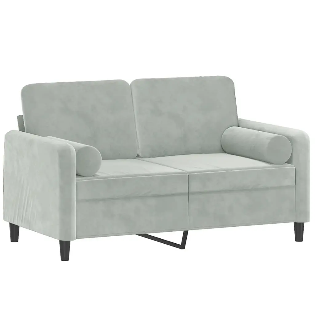 2-Seater Sofa Grey Velvet Modern Living Room Couch